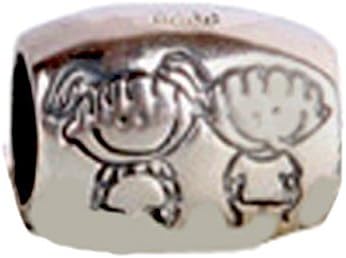 Poruni Girl Boy Kids Brother Sister Charm Bead - .925 Sterling Silver - Fits Pandora Charm Bracelet