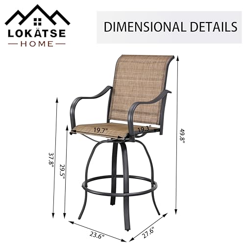 Image of LOKATSE HOME Outdoor Swivel Bistro Stool Set of 4 for Balcony, Poolside, Backyard, Garden, Khaki