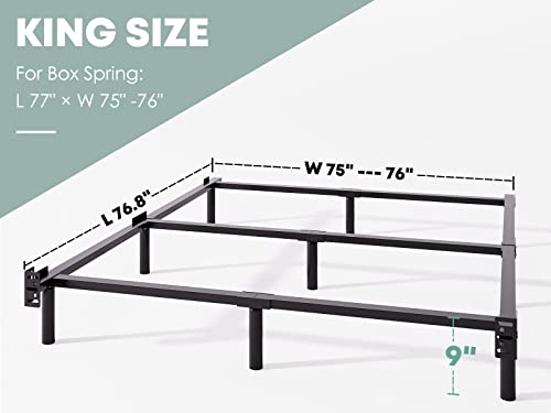 Vtwazast King Bed Frame,9 Inch Heavy Duty Base For Box Spring, 9-Leg Support,Easy Assembly,Non-Slip,Noise-Free, Black #TOP2