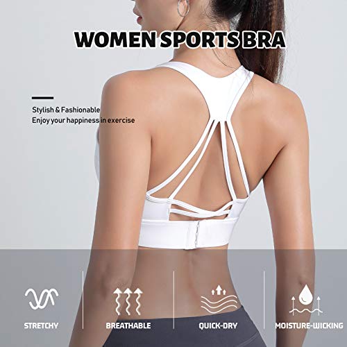 pedkit Sutiã esportivo feminino com alças nas costas com fecho de gancho e ocular removível acolchoa