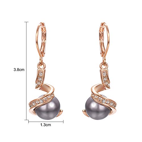 Yoursfs Gray Pearl Leverback Earrings For Women 18K Gold Plated Drop Dangle Earring Fashion Jewelry #TOP1