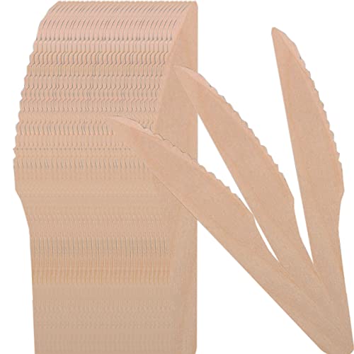 various Cuchillo Desechables de Madera de abedul,100 Unidades,16 cm,Cubiertos Biodegradables,Ecológicos y Compostables,Reciclables,Ideal para Fiestas, Picnic y Cumpleaños