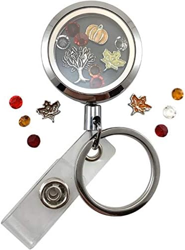 Custom One-Piece Floating Charm Stainless Steel Vessel with Sturdy Screw Top Lid and Key Ring Retractable Heavy Duty Belt Clip ID Badge Holder (FC BC Fall)