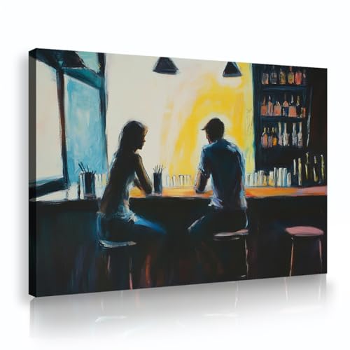 Art mural toile café de nuit haute définition peinture couple