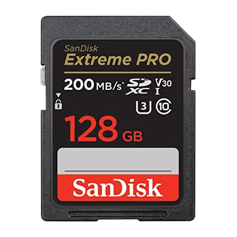 SanDisk 128GB Extreme PRO SDXC card + RescuePRO Deluxe, up to 200MB/s, UHS-I, Class 10, U3, V30 Cover