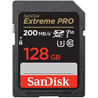 SanDisk 128GB Extreme PRO SDXC card, SD Card, V30 Memory Card, 4K UHD, up to 200 MB/s, SanDisk QuickFlow Technology, RescuePro Deluxe Data Recovery Software, UHS-I, Class 10, U3, V30