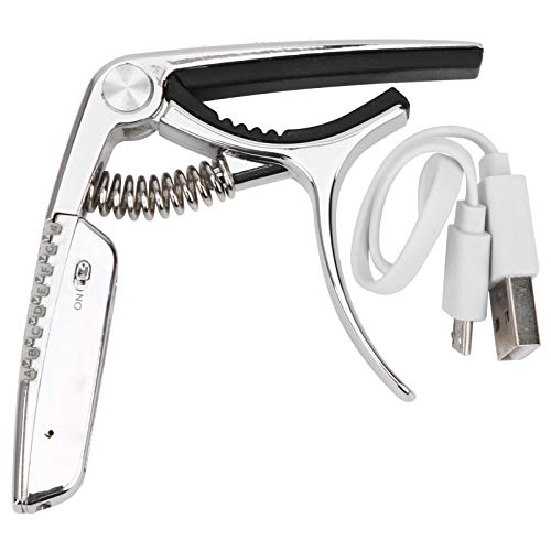 Guitar Capo Tuner,2 In 1 Zinc Alloy RGB LED Display Built-in Rechargeable Battery Guitar Capo Tuner for String Instruments (Black)