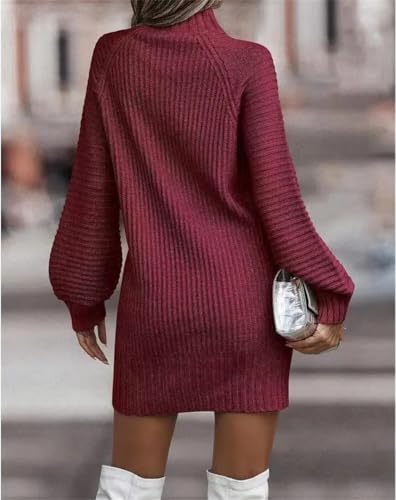 Robe pull ajustée col roulé bordeaux L : finis les pulls d'hiver informes