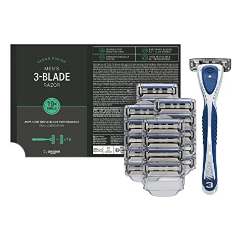 Maquinilla de afeitar masculina de 3 hojas con 19 cartuchos by Amazon Cover