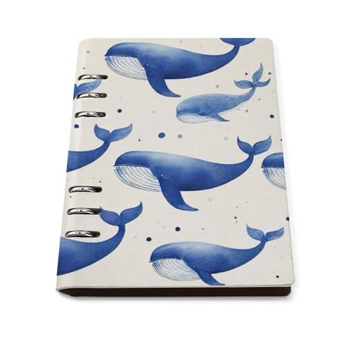 Carnet rechargeable A5 se pose à plat à 180° motif baleine