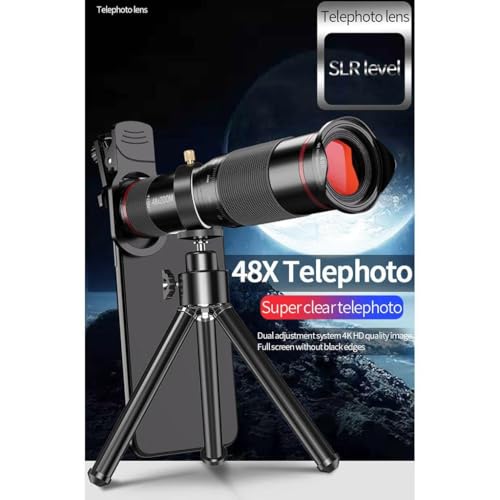 Image of Drumstone 10 𝒀𝒆𝒂𝒓𝒔 𝑾𝒂𝒓𝒓𝒂𝒏𝒕𝒚 48x HD Mobile Phone Zoom Lens with Macro & Ultra Wide-Angle | Telephoto Camera Lens Kit with Alloy Tripod & Clip | Telescope Lens for All Smartphones