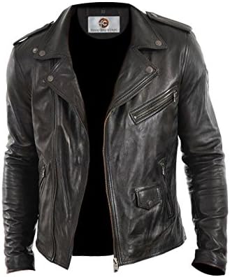 Elegant Lambskin Leather Jacket for Men -Men's Leather Jacket (Large)