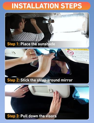 Image of EcoNour Windshield Sunshade Compatible for Chevrolet Equinox 2018-2022 2023 2024, Sun Visor for Front Windshield & Window Sun Shade Cover, UV Heat Blocker & Protector, Car Accessories