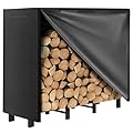 DNKMOR 4FT Firewood Rack with Waterproof Cover,Heavy Duty Firewood Storage Log Holider for Outdoor&Indoor,Fireplace Wood Rack with 600D Oxford Fabric