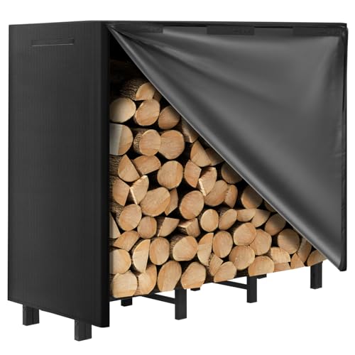 DNKMOR 4FT Firewood Rack with Waterproof Cover,Heavy Duty Firewood Storage