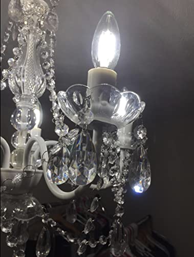 Gypsy Color The Original Plug-In 4 Light Crystal White Hanging Swag Chandelier H17.5”Xw15”, White Metal Frame With Clear Glass Stem And Clear Acrylic Crystals & Beads That Sparkle Just Like Glass #TOP5