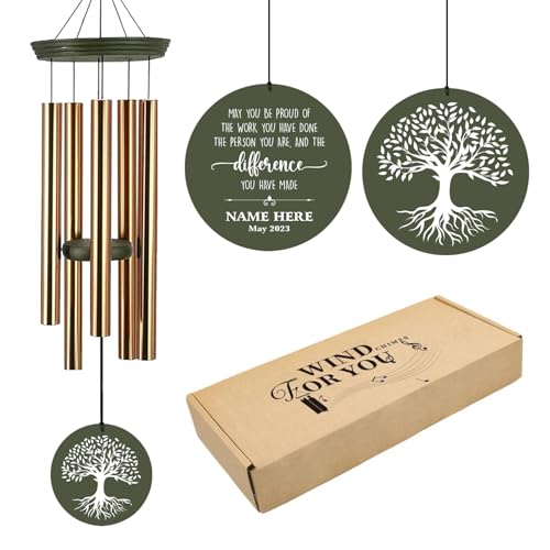 Image of Personalized Retirement 30 /36inch Wind Chimes Happy Retirement Gifts | Personalized Retire Gifts Deep Tone Outside Wind Chimes for Coworker Colleague Boss Teachers Nurses Friends Dad Mom