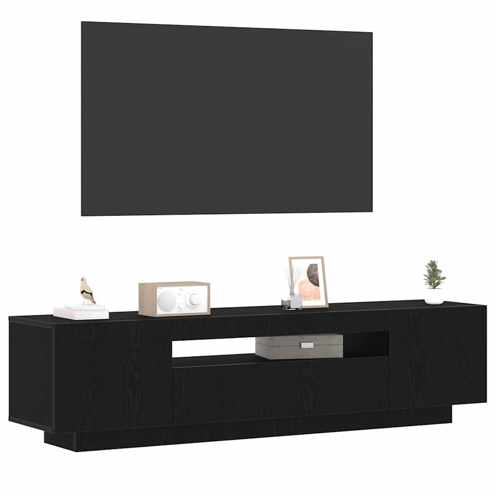 TV-Schrank Schwarz 160x35x40 cm, Holzwerkstoff, Modernes Media-Center mit Stauraum für Wohnzimmer, Schlafzimmer, Elegantes Design