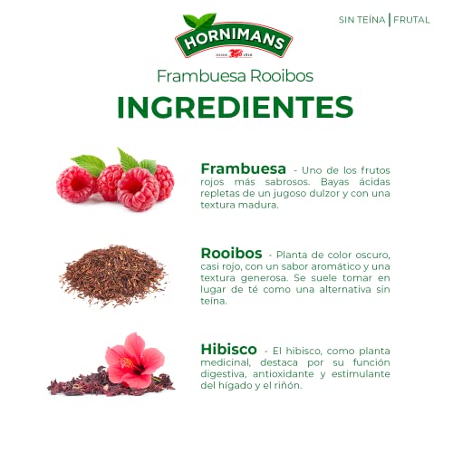 Hornimans Infusión de Frambuesa Rooibos 100% Natural | 20 bolsitas | Sin Teína - imagen 3