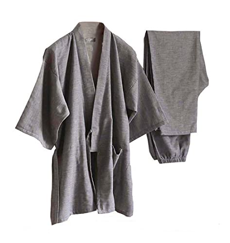 Fendawn Strive Pijama de estilo japonés, bata de baño clásica de algodón tradicional, kimono, ropa casual para hombres y mujeres, gris, M