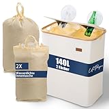 Life Propre 140L Pfandflaschen Sammelbehälter mit Deckel – 2 Fächer XXL Leergut Organizer für Dosen & Altglas, faltbar, geruchsdicht & 100% recycelbar – ideal für Küche, Haushalt, Büro & WG
