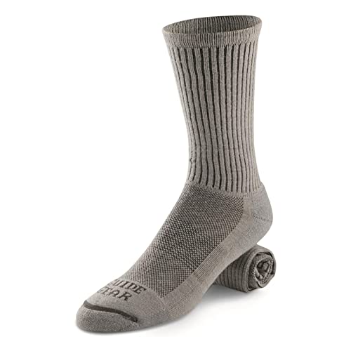 Guide Gear Lightweight Performance Crew Socks for Men and Women, Outdoor, Hiking, Running, Walking, Trekking, Sports, 3 Pairs Gray MEDIUM