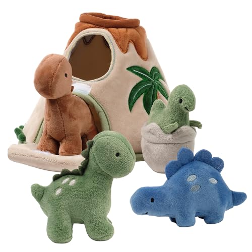 Lambs & Ivy Dino-Might Plush Dinosaur Volcano Interactive Soft Toy Play Set