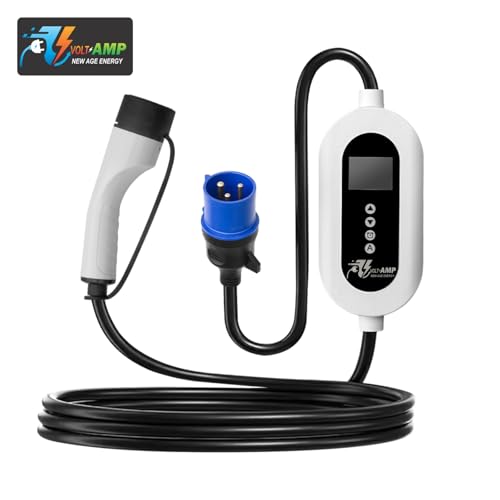 Image of HyperCharge Portable EV Charger 7.2kW for Cars, 5m Cable, Large LCD, Adjustable Current, 32A 1-Phase, IP66 Waterproof, with Socket Box, MCB & Jumper