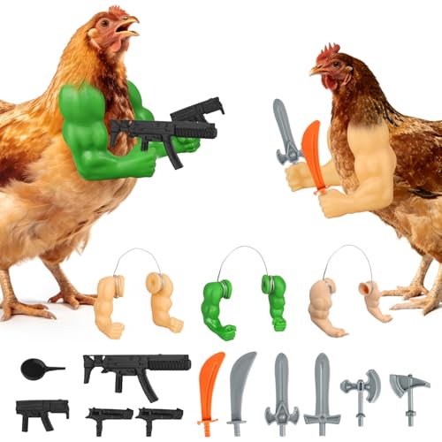Enrichoice 3 Pairs Chicken Toys Set with 11 Mini Accessories Funny Rubber Chicken arms to Put on Chickens Costume Decor for Dressing Up