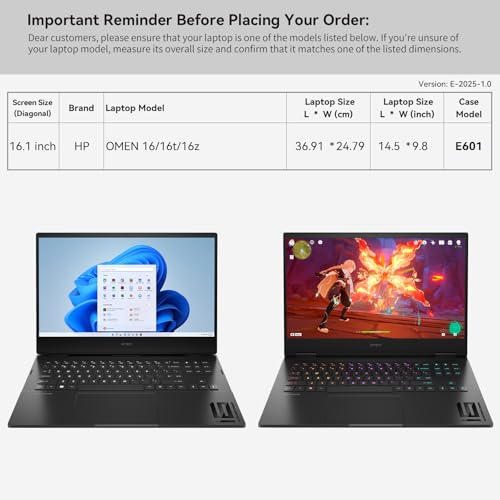 Image of Smatree 16.1 inch Laptop Sleeve for HP OMEN Gaming Laptop 16 /16t /16z, 16 inch Case with Accessory Pocket, YKK Zipper, Patented Super Corner Design (E601)