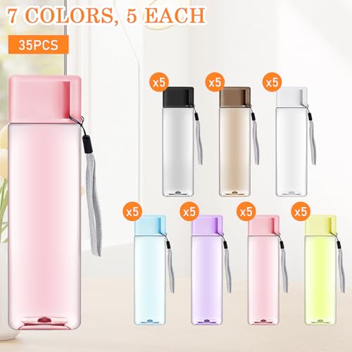 35 PCS Plastic Water Bottles 17 oz Reusable Water Bottle Bulk Beverage Drinks Drinking Containers for Kids Adults Students Home School Office Gym Travel - White Black Brown Green Pink Blue Purple by Gatutul - Used condition - Image 2