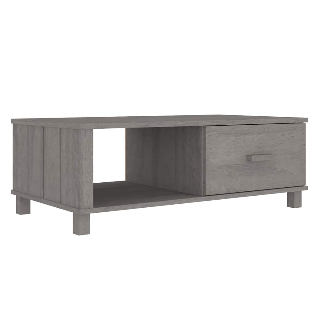 Table Basse HAMAR Pin Massif avec Tiroir et Niche de Rangement pour un Salon Ordonné