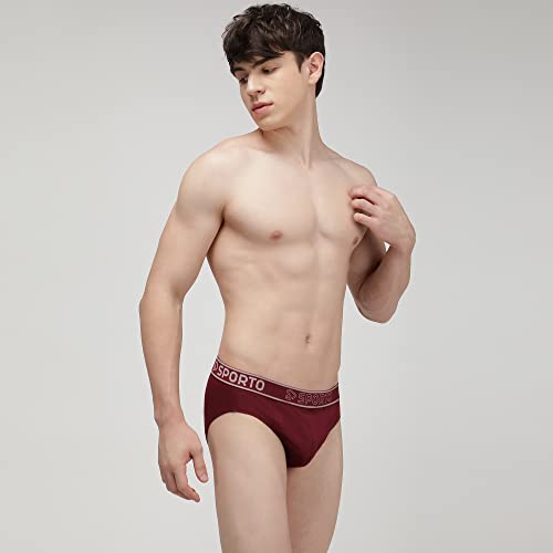 Image of sporto Men's Solid Cotton Brief with Soft Elastic Waistband (Pack of 3) Black