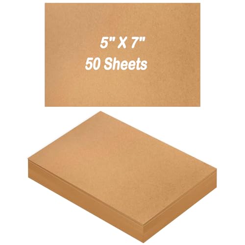 Image of 50 Sheets Brown Kraft Cardstock 5 x 7 Inch Thick Paper, Brown Smooth Card Stock Heavyweight Printer Paper for Invitations, Scrapbooks, Art, Crafts, DIY Cards, 250GSM