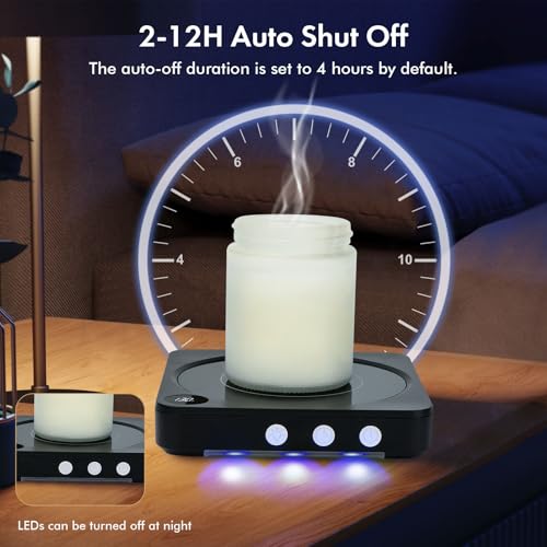VOBAGA 36W Candle Warmer & Mug Warmer for Coffee with 5.2 inch Heating Plate, Auto Shut Off & 3 Temperature Setting Coffee Cup Warmer for Desk, Upgraded Beverage Warmer for Home & Office (Black) - Thumbnail 4