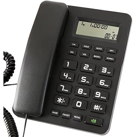 Sangyn Desktop Corded Landline Telephone with DTMF/FSK Compatible Caller Identification, Speakerphone, Volume Adjustable, Support Music on Hold, Wall Mountable House Phone for Home/Office/Hotel Cover
