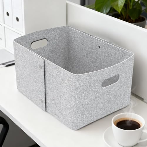 Cesta de almacenamiento de fieltro para estanterías del salón y baño 5