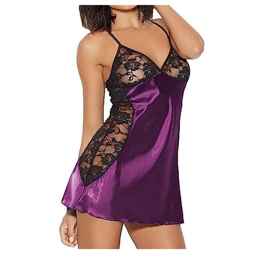 Lingerie et Vêtements Sexy Robe Sexy Femme Grande Taille Chic Col en V Dentelle Nuisettes et Deshabillés Sexy Femme Dentelle Nuisette Babydolls Bretelles Reglables Lingerie Sensuelle Coquin Robe Nuit