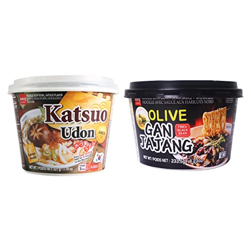 Wang Katsuo Udon Bowl And Olive Oil Jjajang Black Bean Noodle, Pack Of 6 #TOP29