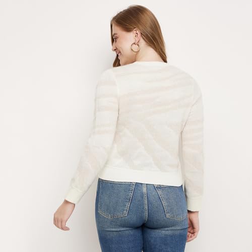 Image of Madame Women Solid Off White Sweater