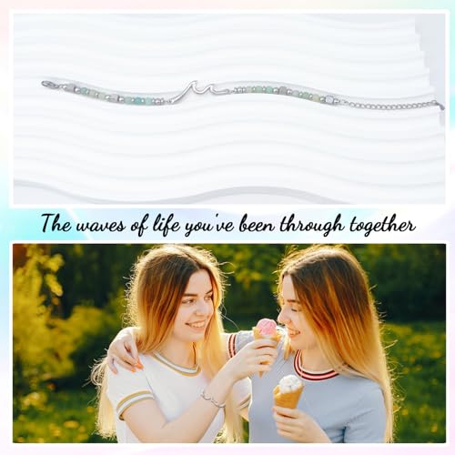 YBISNAIRE Gifts for Bestie Friendship Women, Cool Amazonite Wave Bestie Christmas Birthday Bracelet Gifts Ideal for Best Friend, Motivational Waves Jewelry Bracelets Graduation Easter Gift by YBISNAIRE - Used condition - Image 5