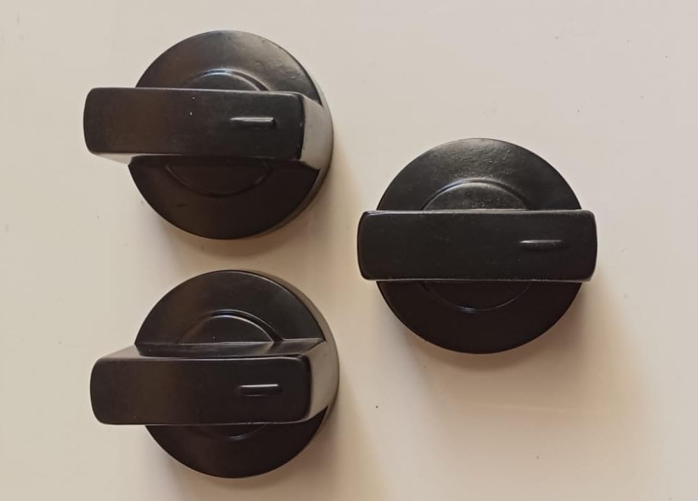 Image of Universal fit Knob for Gas Stove Replacement Parts | Long Lasting, Smooth Operation, Premium PVC On-Off Push Type 8 MM Spindle Black Knob for All Sleek Slim Modal Gas Stove (P1, Pack of-3)