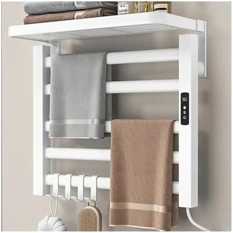 Intelligent Electric Heated Towel Rack Bathroom Punch-Free Towel Drying Storage Rack Household Towel Warmer Bathroom Accessories(Right,55x35 Black)