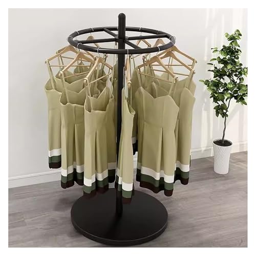 Présentoir rotatif doré vêtements à double tige et cintre rond pour boutique