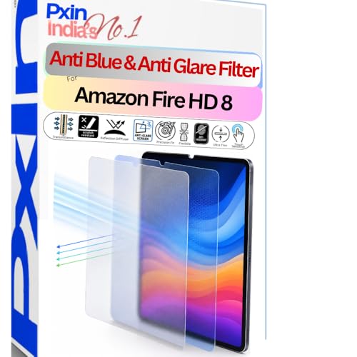 Image of Pxin Tablet Anti Bluelight and Anti Glare Screen Guard compatible with Amazon Fire HD 8 | BLUV Lightblock Tech | Scratch Proof | Prevents bluelight | Eye Protection | No Dry Eyes