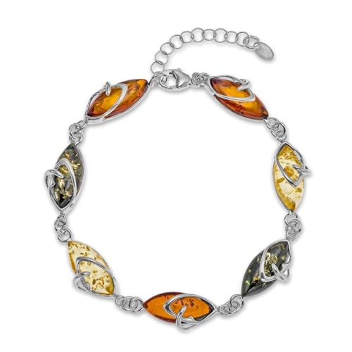 Bracelet ambre pour femme Copal en argent 925 réglable avec étui cadeau