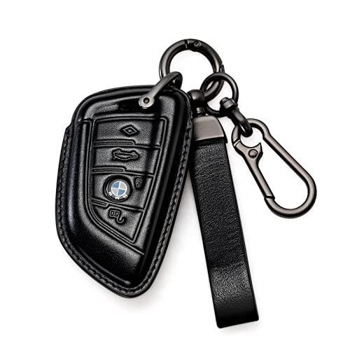Smyfob BMW Key Fob Cover Leather Case Lanyard Keychain Holder Key Fob Protector 230i 330i 430i 440i 530e 530i 540i 740i 745e 750i M2 M235i M240i M3 M340i M4 X1 X2 X3 X4 X5 X6 X7 accessories