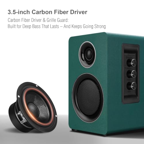 Image of Computer Speakers, Bluetooth 5.3, USB-C, AUX /RCA, 3.5-Inch Woofer, Green
