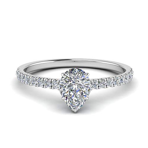Petite bague en diamant et argent sterling avec halo caché taille poire
