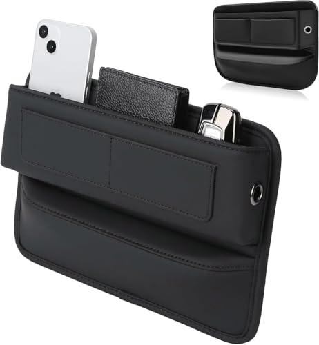 Image of Automaze Car Seat Gap Filler Organizer - Premium Leather, Adjustable Storage Box Organiser for Phones, Wallets, Keys & More - Universal Fit for Cars